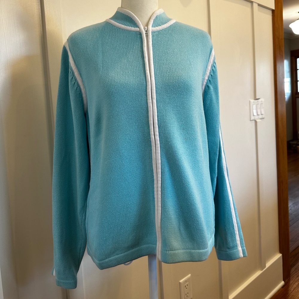 Karen Scott Sport Knit Sweater, Tourquoise, Medium Petite